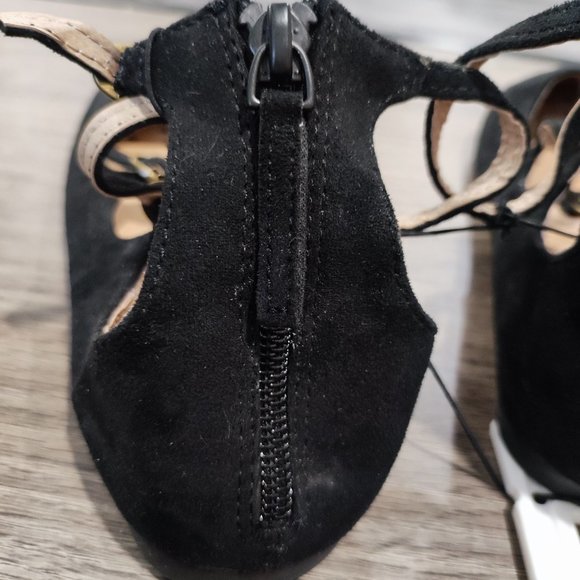 Cat & Jack ballerina shoes black suede with zip up back girls' size 3 NWT - Picture 4 of 12